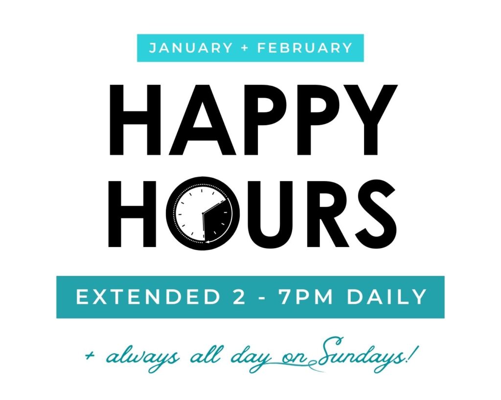 Extended happy hours 2-7pm daily & always all day Sunday at Jamesons Pubs in Brentwood all January & February 2026